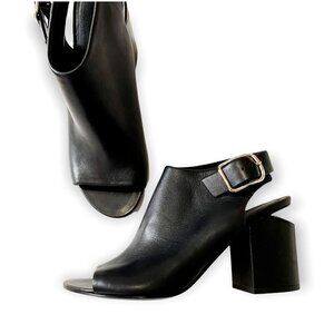 New Alexander Wang Nadia Open-Toe Slingback Bootie, Size 38.5 EU black